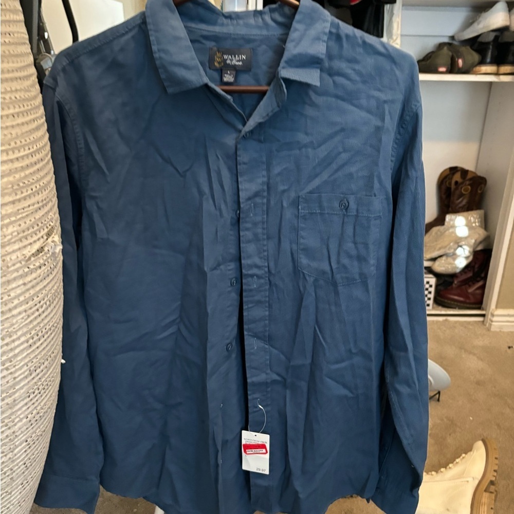 wallin bros shirt Size L Longsleeve Blue Button Up NWT Collared Nordstrom Rack